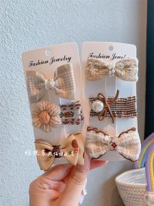 คลิปผมลายผีเสื้อสไตล์ชาติพันธุ์ใหม่สำหรับเด็ก คลิปผมผ้าลายสก็อตแบบครอบคลุมทั้งตัว คลิปผมเด็กผู้หญิง คลิปผมแฟชั่น