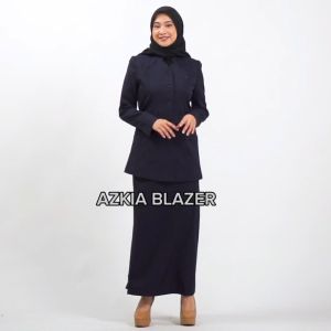Baju Seragam Kerja Blazer Wanita Terbaru Kekinian Reguler Polyester Premium Import Stretch Navy