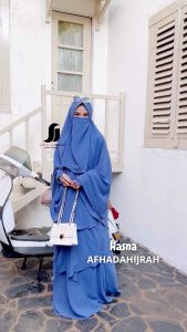 Afhadahijrah - Gamis wanita set hijab cadar hasna hitam baju dan jilbab instan syari free niqab