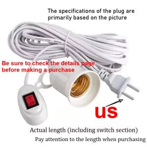 Lamp Bases Universal With Switch Led Bulb Socket Adapter E27 Screw Lamp Holder Accessories Tools Two Plugs Suspension