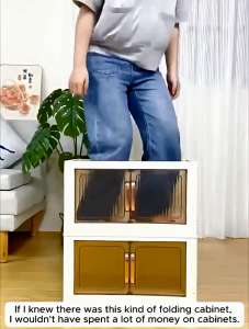 Multi layer Folding Storage Cabinet Snack Organizer Cabinet Pantry Cabinet Storage With Wheels