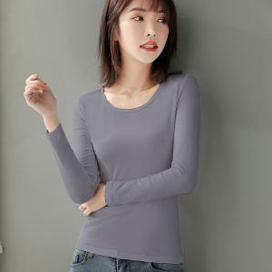 Pure Cotton Slim Fit Long Sleeve T-Shirt for Women in Royal Blue Crewneck Style for Fall and Winter Ideal for Parties