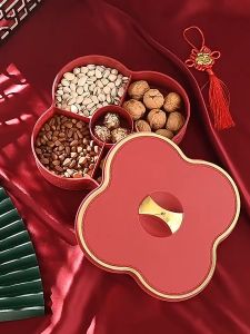 HOME BEST Multi Layers Large Rotating Pressing Chinese New Year Snack Food Candy Box 新年精美亚光糖果盒喜庆装饰糖果盒