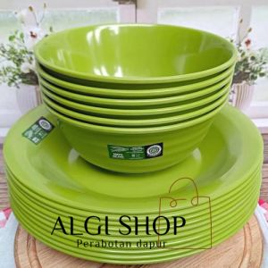Promo 12pcs Melamine Set 6piring Makan 9inc + 6mangkuk Melamine Cap Ikan Tebal Anti Panas