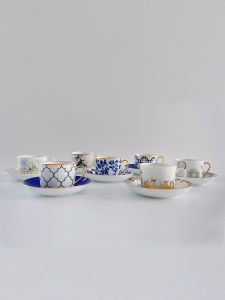 Legle French Ligu Japanese Exquisite Retro Luxury Blue and White Retro Style Straight 175ml Cup and Saucer Gift Set