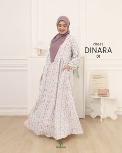 DINARA DRESS BY GREENISM | GAMIS MOTIF BUNGA KECIL CANTIK