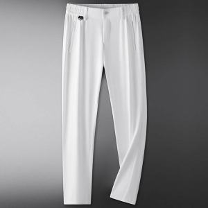 Quần Tây Nam Mùa Hè Ice Silk Màu Trắng Cạp Chun Thoải Mái Quần Dài Chống Nắng Quần Dài Thường Ngày Quần Dài Thẳng Quần Dài