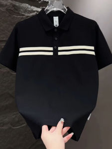 Slim Fit Short Sleeve Polo Shirt for Men Summer 2025 Casual Stripe Fashionable Youth Casual Turn-down Collar T-shirt
