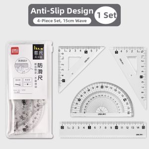 deli | Anti-slip Transparent Ruler Multifunctional Drawing and Measurement 20cm
