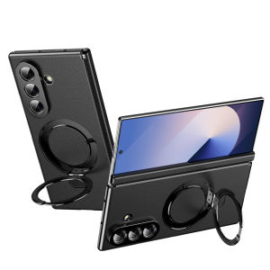 For Samsung Z Fold 7 6 Protective Case Metal Magnetic hinge Holder Tempered Glass Protect Phone Case Galaxy Z Fold 7 6 5 Cover