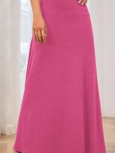 High Waist Loose A-Line Skirt Solid Color Street Style Long Skirt Pure Color Loose Fit High Waist A-Line Midi Skirt