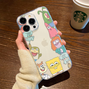 Creative Sponge Bob Silicone Phone Case for Apple 17/16 iPhone 15 New 14 plus 13 pro Max 12 Advanced 11 Transparent Air Cartoon Soft XS Cute Mini Anime XR