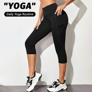 Womens High Waisted 3/4 Yoga Leggings Tummy Control Butt Lifting Gym Capris Naked Feel Breathable Soft Athletic Workout Pants