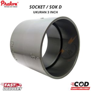 Sok sock pipa Lurus 3"Sambungan Pipa Lurus 3Inci SOKET (MEREK PRALON BAHAN PVC TEBAL SEPERTI RUCIKA)