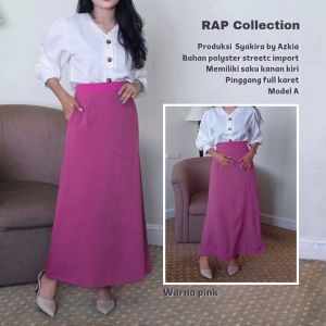 RAP collection - Rok Kerja model A pink- Rok kerja Syakira-Rok pinggang karet