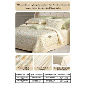 Mercury | Luxury Floral Printed Four-Piece Bedding Set 100 Double Yarn Long Staple Cotton Satin