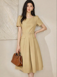 Roey s house | Comfortable Breathable Summer A-Line Dress Yellow Ruffle Sleeve