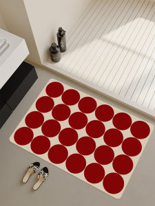 Water Absorbent Red Bathroom Mat Anti Slip Soft Technology Leather Door Mat for Wedding Moving in Home Decorative Entrance Rug