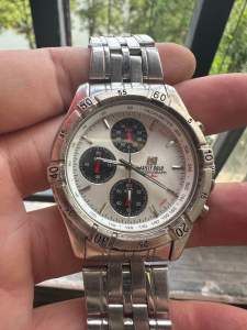 Đồng hồ nam hiệu BAILLY BOLD QUARTZsize 405mm chạy full 3 cốt 6 kimcó chronograbhniềng xoayvỏ hợp kim đáy xoáy chống nước 10BARdây thép không gỉ linh kiện kèm khóa thông minh điều chỉnh tuỳ theo tay người dùng