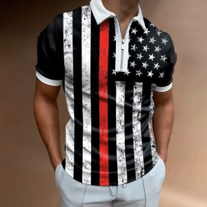 Mens Casual Short Sleeve Polo Shirt Comfortable Polyester Blend Printed T-Shirt for Summer Wear Versatile Male Fashion