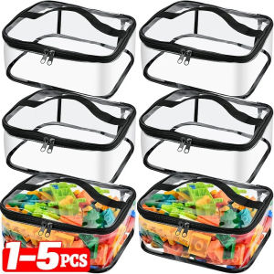 【XZxinzhan】5PCS Transparent Toy Storage Bag Large Capacity Puzzle Block Organizer PVC Storage Bags Travel Waterproof Organizer Makeup Zip Bags