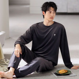 Mens Winter Thickened Fleece Pajamas Coral Velvet Long Sleeve Crew Neck Home Clothes Sleepwear Spring Autumn Style plus Size