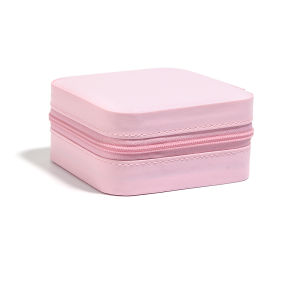 1pc Square PU Leather Zipper Jewelry Box Fit Home Travel Portable Pouches For Earring Ring Necklace Bracelet Storage Box