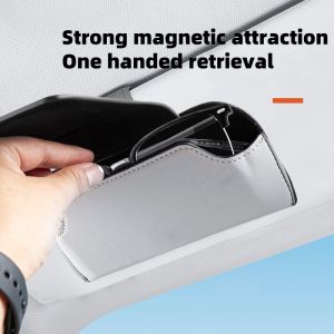Car glasses clip multifunctional leather car glasses case universal sunglasses clip car sunshade glasses storage box multiple colors to choose from