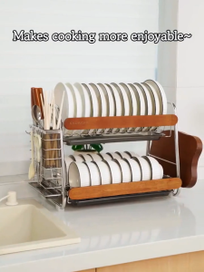 COHF Stainless Steel Luxury Vintage Style Double Layer Dish Rack |Kitchen Dish Drainer | Kitchen Dish Organizer | Cutlery&Plate Organizer Rack