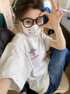 100% Pure Cotton Chinese Fad Hiphop American Letter Short Sleeve T-Shirt Female 2024 New Arrival Summer Wear Loose Half-Sleeve Top