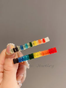 สายรุ้งสีคลิปผมสําหรับผู้หญิงที่ละเอียดอ่อนด้านข้าง Partnerships น่ารักหวานลดอายุ Duckbill คลิปอุปกรณ์เสริมผม