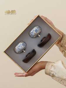 High-End Silver-Plated Tea Cup Set Owner Cup Lucky Cup Pair Gift Box Chinese Traditional Ceramics Gongfu Tea Tools for Autumn Festival