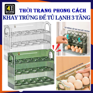 Khay Đựng Trứng 3 Tầng Lật Tự Động Thông Minh Có Thanh Ghi Nhớ Thời Gian - Kệ Để Trứng Tủ Lạnh  Hộp Đựng Gà Vịt Tiết Kiệm Không Gian Tủ Lạnh ( Tối Đa 30 Trứng )