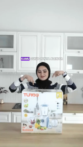 Turbo Blender Set Lengkap 4-in-1 Ice Crusher Chopper Dry Mill Glass Jar Bumbu Kering Basah EHM 8035