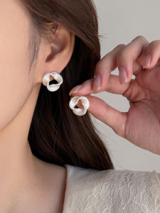 French Twist Sterling Silver Earrings with Zircon Inlay