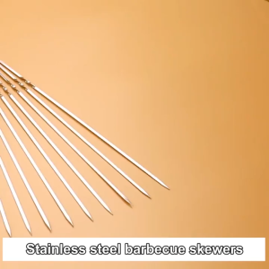 COLOGO 🥇 304 Stainless Steel Barbecue Sign BBQ Stick Drill Meat Lamb String Iron Skewer Tools Tube Needle bbq 不锈钢烧烤串
