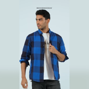 Bombboogie Kemeja Pria Willie Navy Blue 24621B5NV
