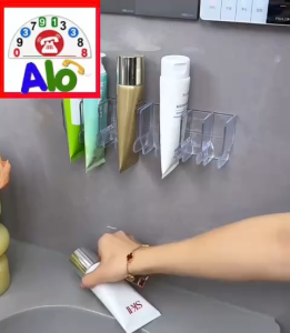 Giá Treo Tường Để Tuýp Kem Đánh Răng Sửa Rửa Mặt 4 Ngăn Ngăn Chia Vật Dụng Nhà Tắm