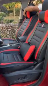 Mazda Special Seat Covers Premium Waterproof Leather Cushion Mazda Accessories For Mazda CX-5，CX-30，Axela，Mazda2 Mazda6 Auto Interior Protector Full Set (Leather & ice silk)