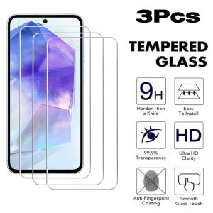 3Pcs Tempered Glass Screen Protector For Samsung Galaxy A14 A15 A16 4G A14 A15 A16 A34 A54 5G A26 A06 A55 A35 A25 A05 A24 A05S