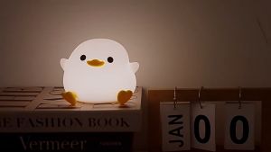 LED Night Light Rechargeable Silicone Lamp Cartoon Cartoon Cute Bean Duck Cartoon USB Silicone Lamp for Children With Touch Sensor Timing Sleep bedroom Light Birthday Gifts funny gift