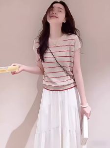 La Chapelle | Beige Round Neck Flared Sleeve Knitwear Loose Casual