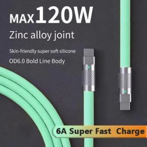120w 6A Super Fast Charge PD Type C Liquid Silicone Cable Quick Charge 1M 1.5M 2M Usb Cable Usb C to C Charger Cable
