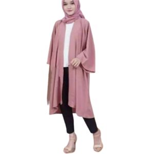 Cardigan panjang Dewasa Bahan Moscrepe FIt XL Atasan Cardigan Dewasa Tebaru 2023 Outer Dewasa Davia