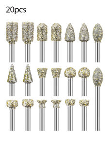 Diamond Grinding Burr Drill Bit Set for Dremel Rotary Tool Diamond Burr Bits with 1/8 Inch Shank Rotary Tool Accessories