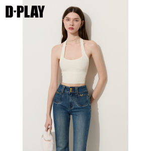 D-PLAY | Áo Camisole Knit Ôm Dáng Cao Cổ Đai Ngang Chéo