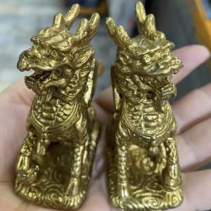 กิเลนสูง3นิ้ว /1คู่ งานทองเหลืองหล่อ