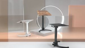 Portable Laptop Mobile Standing Desk Gas Spring Height Adjustable Movable Desk