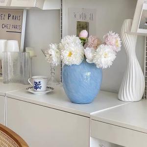 Scandinavian Cute Blue Barrel Hydroponic Flower Vase