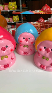 Bé Đào Ú size To Heo Đất Tiết Kiệm Lợn Đất chất liệu thạch cao bóng đẹp vẽ tay tỉ mỉ ống heo Decor